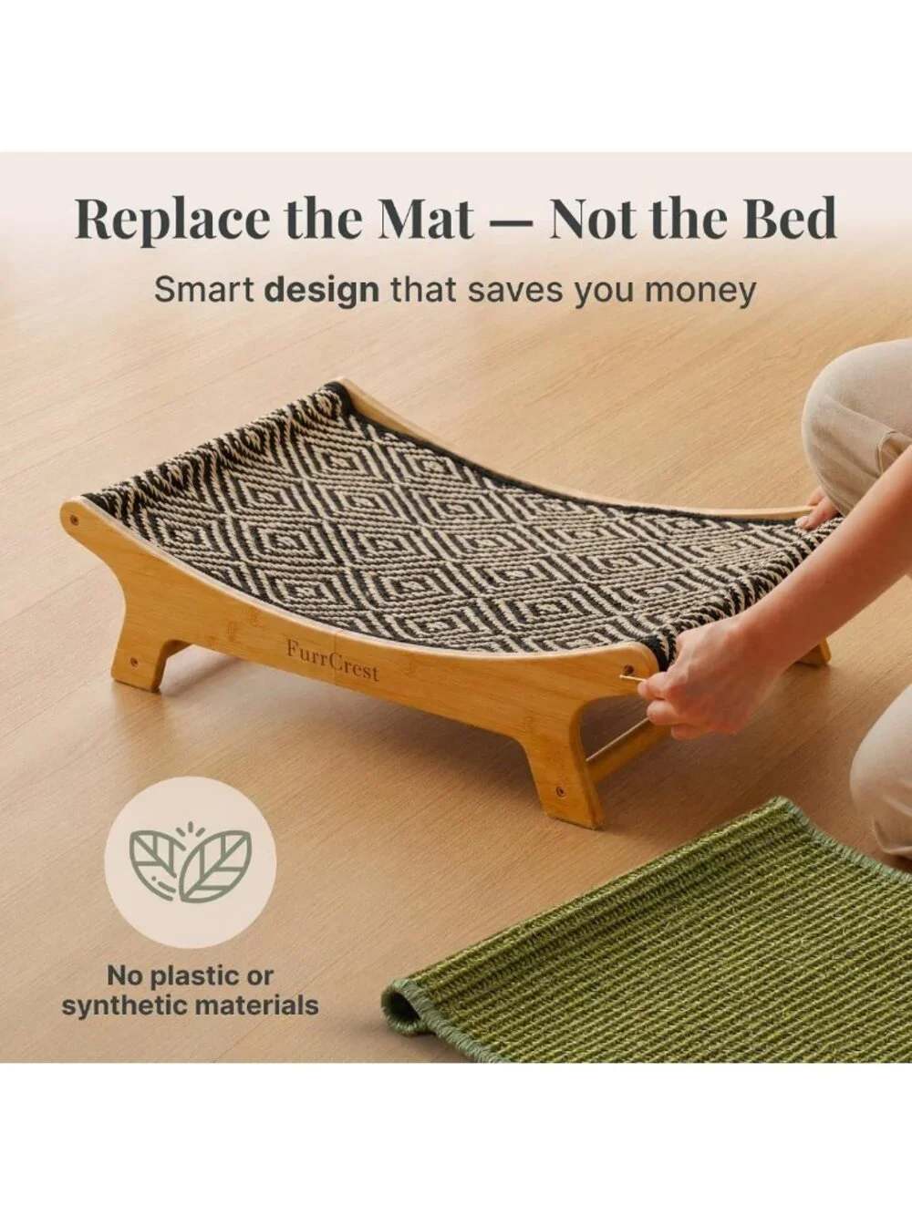 XL Cat Scratcher Bed with Elevated Hammock, Replaceable Sisal Pad, Anti-Slip
